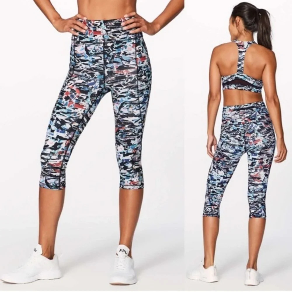 Lululemon Break Free Crop Capri Leggings Culture Clash Nulux Size 6